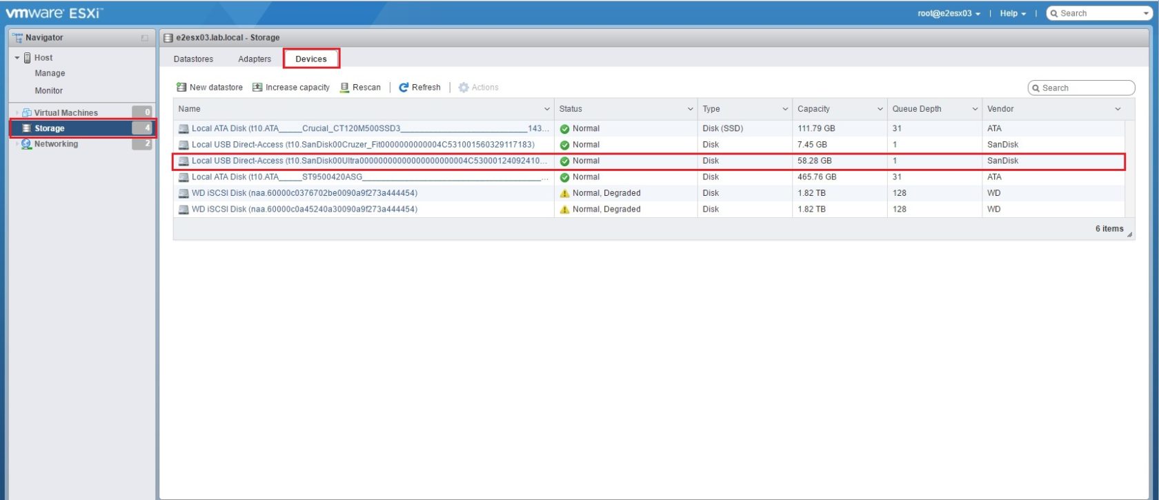 Creating A VMFS Datastore On A USB Drive VMscrub